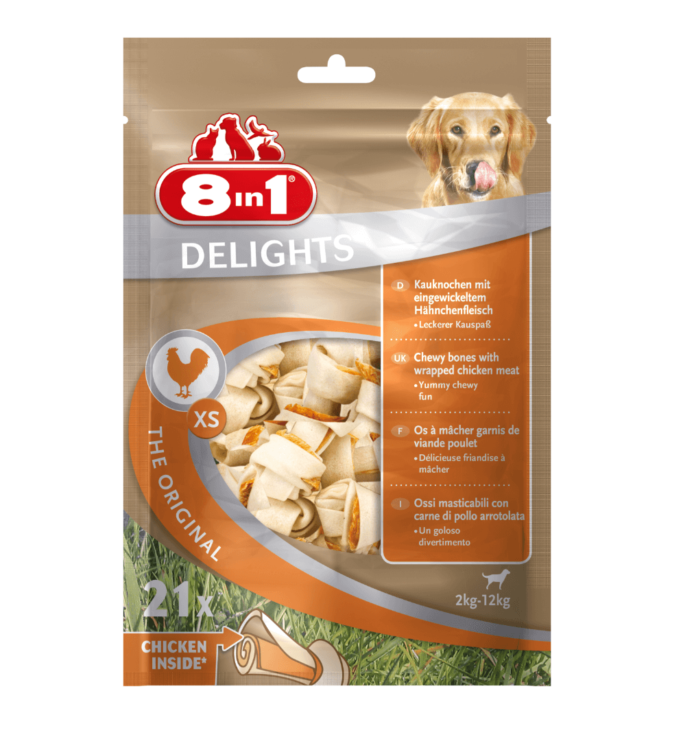 8in1 Delights XS Bones with Chicken for Dogs 21 pcs.