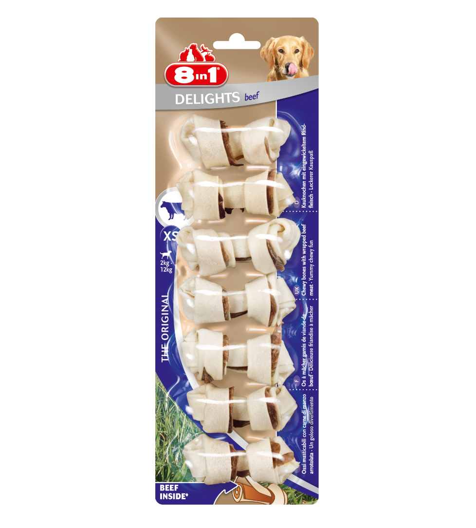 8in1 Delights XS – Bones with Beef for Dogs 7 pcs.