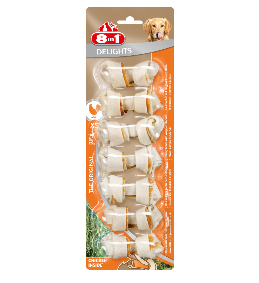 8in1 Dog Treat Chicken Flavored Bone Delights XS 7 pcs.