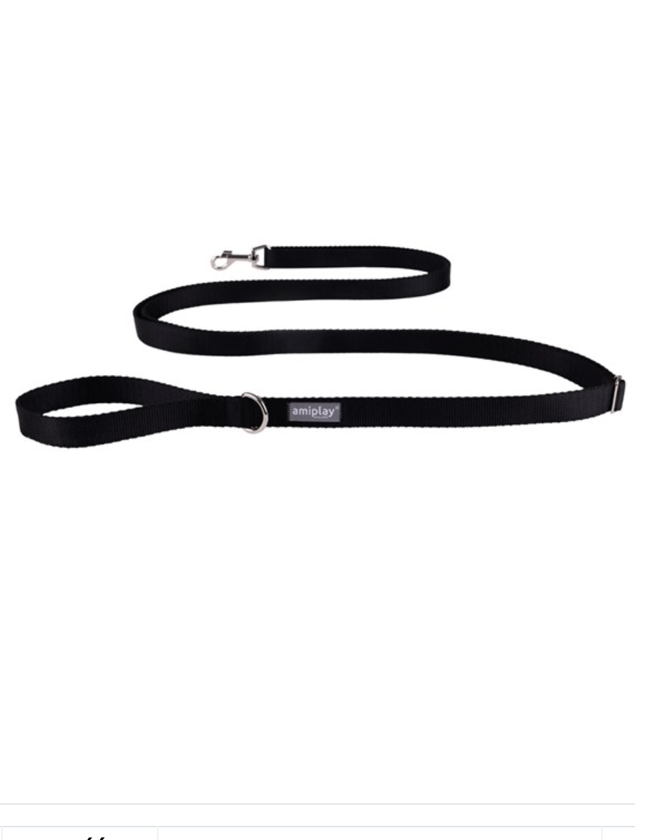 Dog leash Adjustable Amiplay Easy Fix in black 160–300 cm