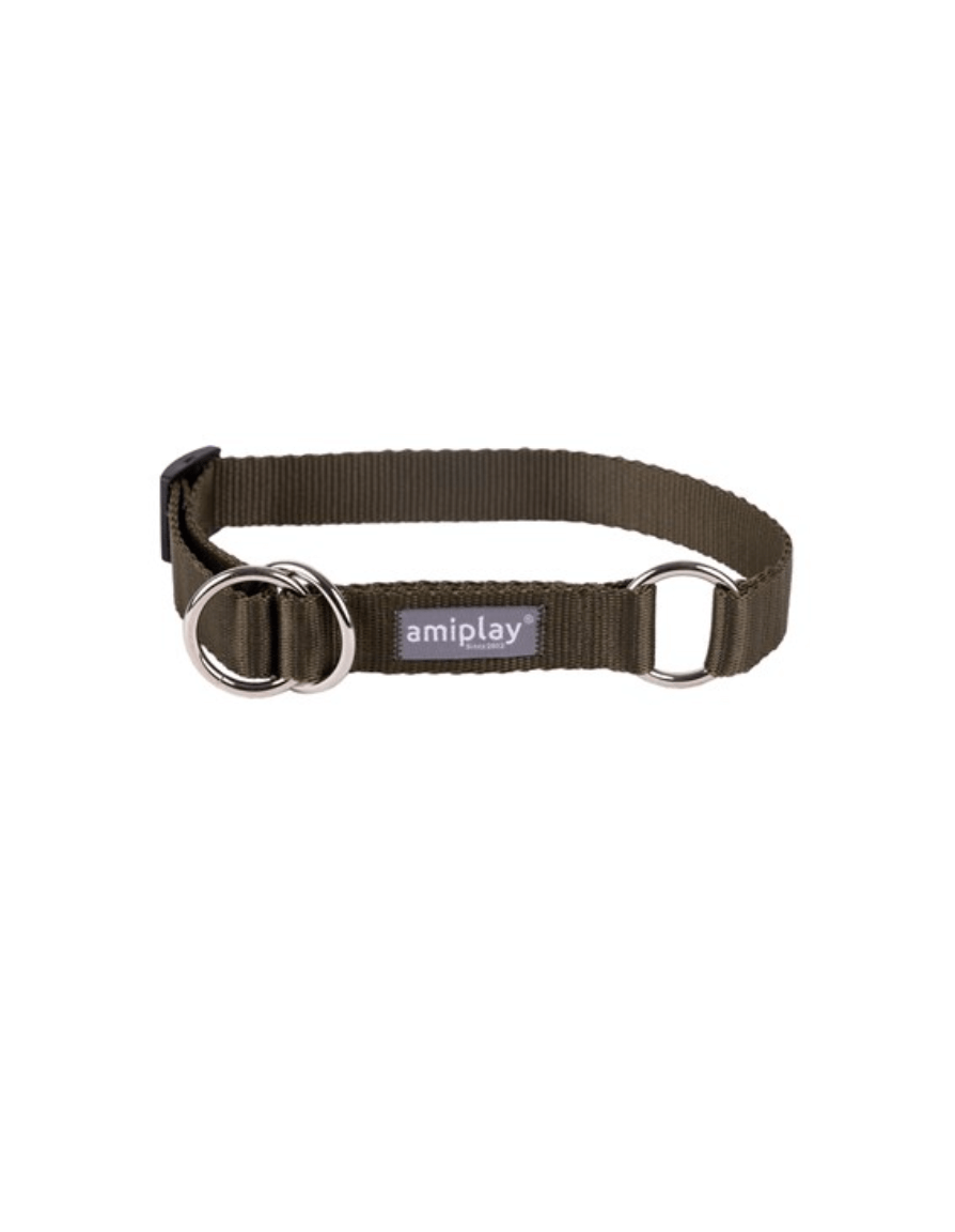Dog Collar Amiplay Popular Half-Choke Collar in Olive
