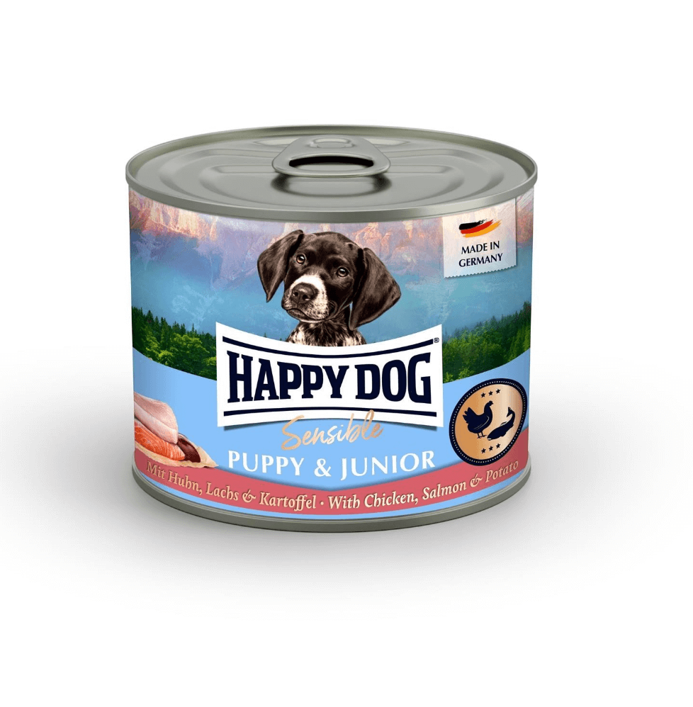 Happy Dog Puppy Junior 200g – Chicken and Salmon in a Can