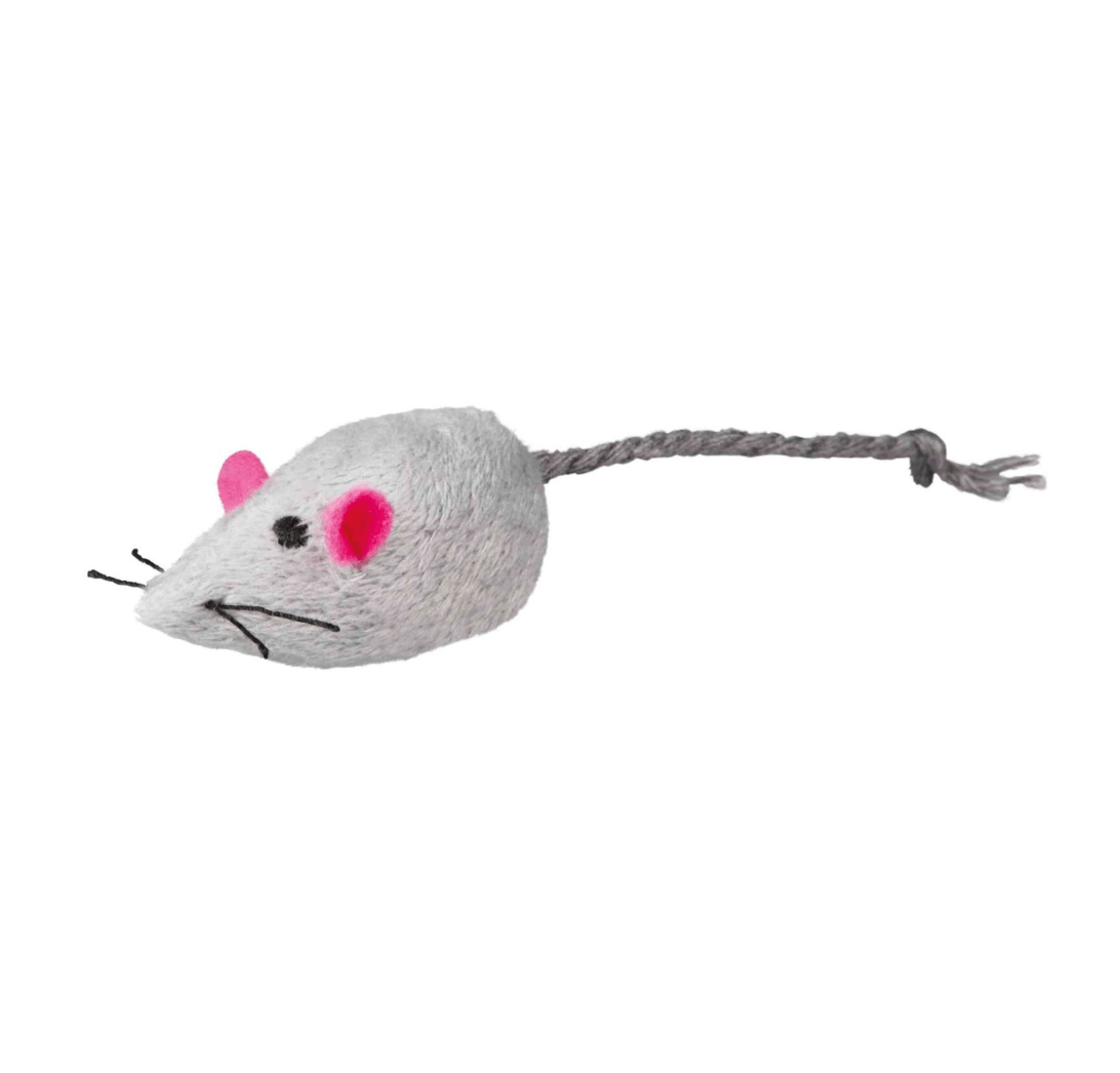 Mouse toy with bell for cat 2 pcs. white and gray
