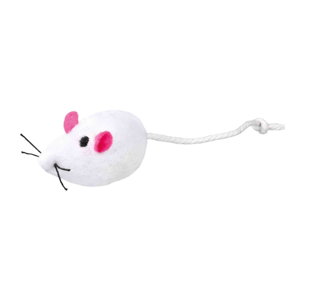 Mouse toy with bell for cat 2 pcs. white and gray
