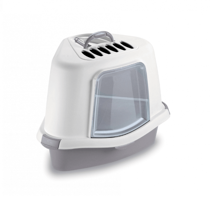 ZOLUX SPRINT PLUS – narożna toaleta kryta dla kota, szara