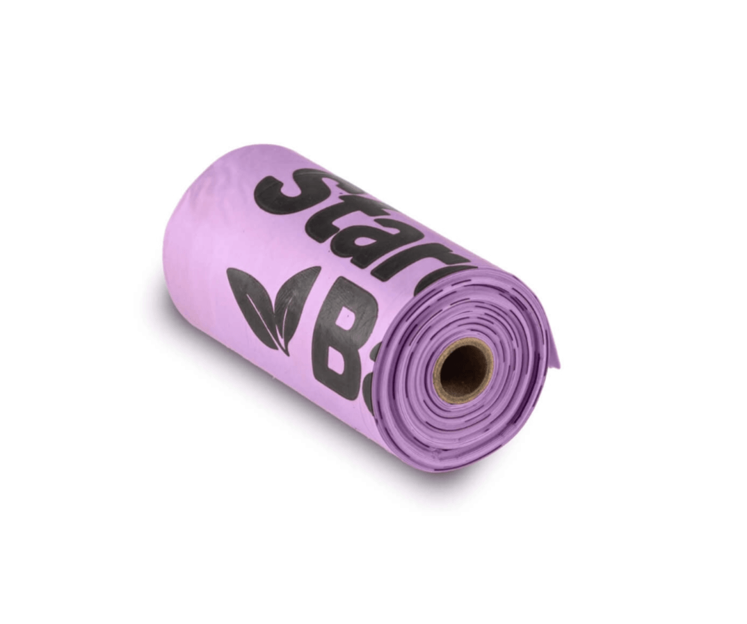 STARCHBAG Compostable BIO bags for excrements 1 roll x 15pcs, lilac color