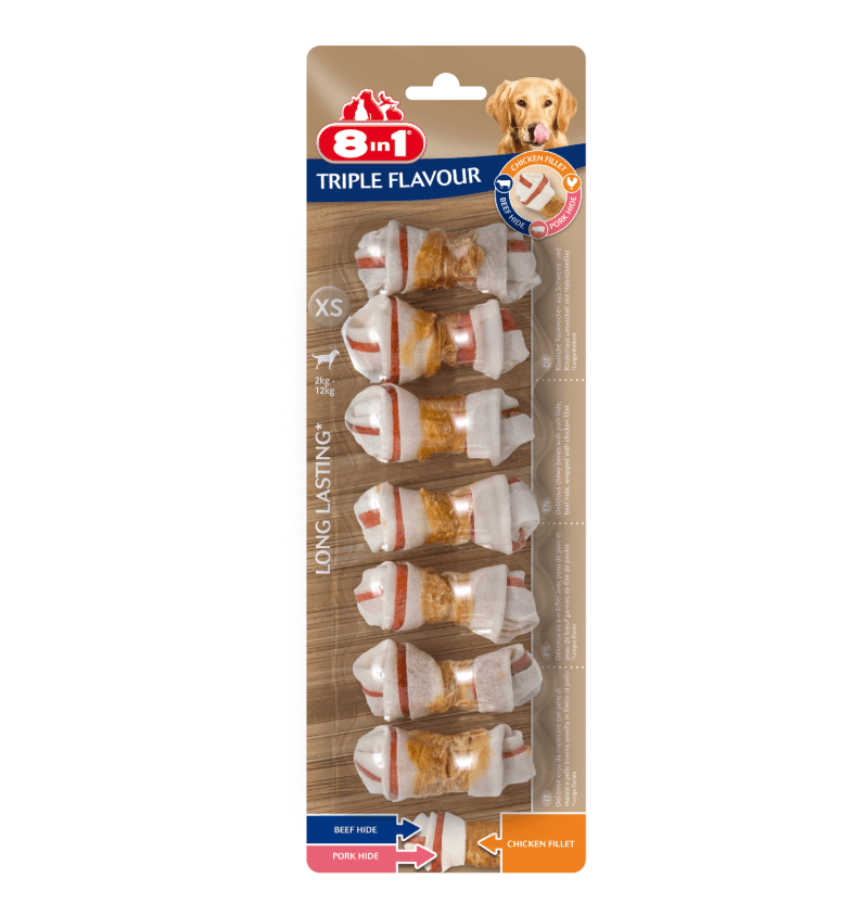 8in1 Triple Flavour - chewing bones xs 7 pcs.