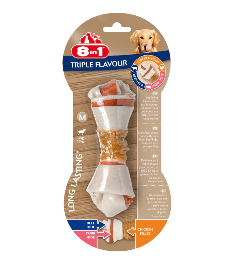 8in1 Triple Flavour - chewing bone M, 1 pc.