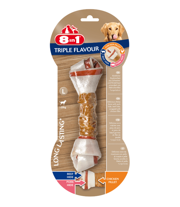 8in1 Triple Flavour – Kość do żucia L, 1 szt.