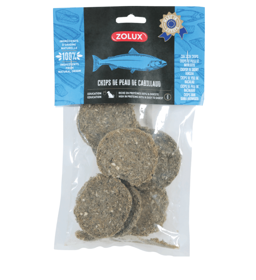 ZOLUX Chipsy ze skóry dorsza 70 g – naturalna przekąska