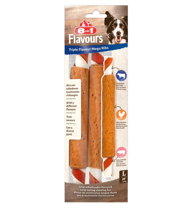 8in1 Triple Flavour chewing ribs for a dog - 140 g