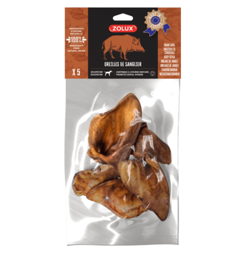 ZOLUX Przysmak naturalny dla psa Ucho dzika 5 szt., 130 g