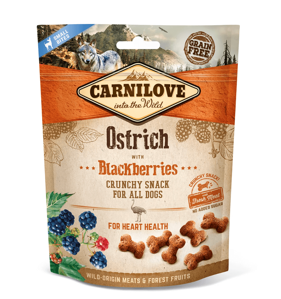 Carnilove Snack Struś & Jeżyny – chrupiące przysmaki 200g