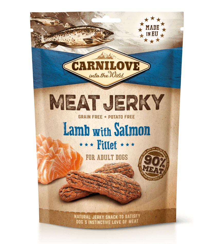 Carnilove Jerky Jagnięcina & Łosoś 100g – 90% mięsa