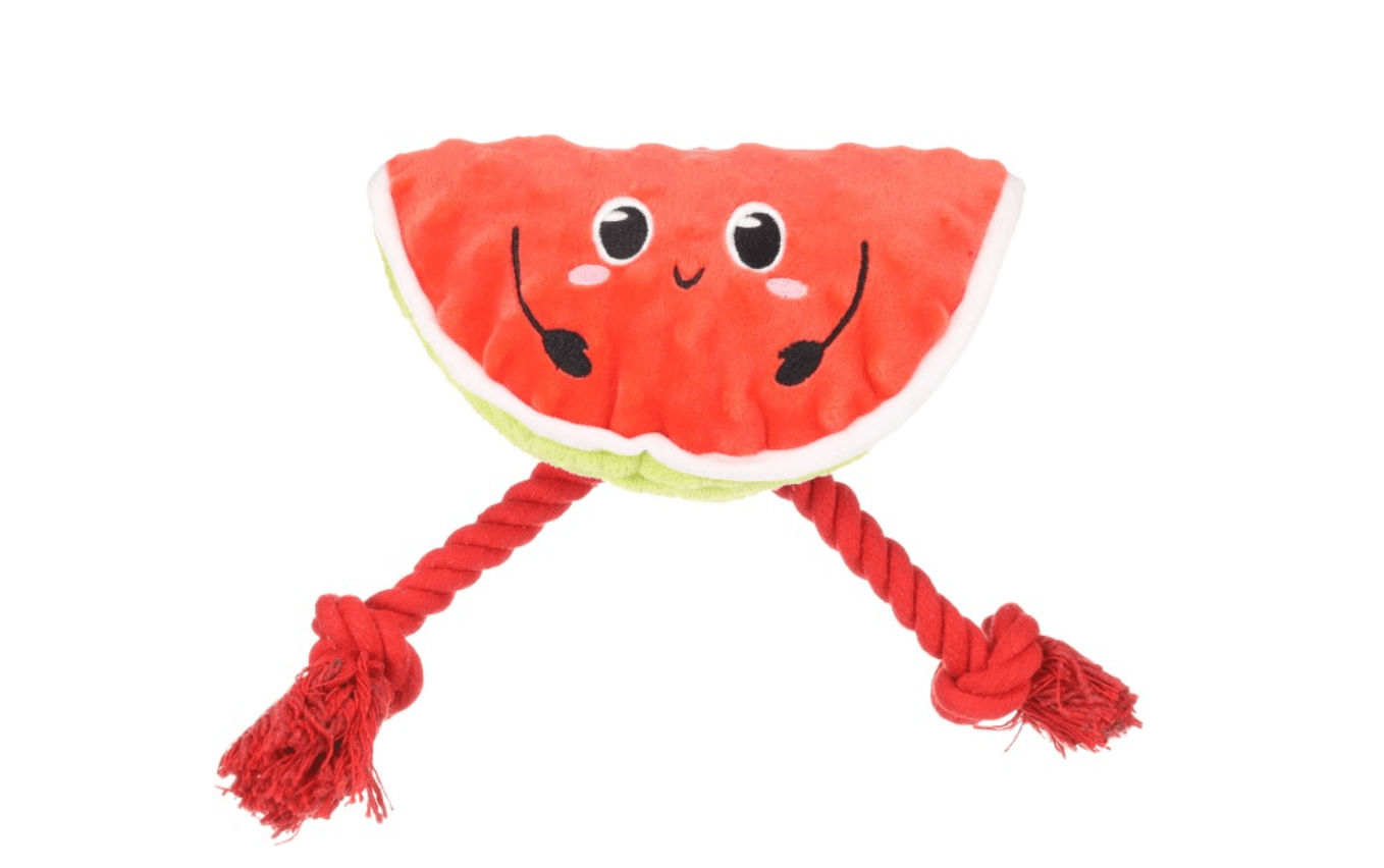 Flamingo watermelon with a rope - a plush toy for a dog