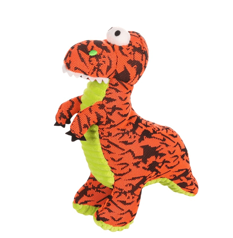 Flamingo Wilda - a dinosaur with a pipe for a dog