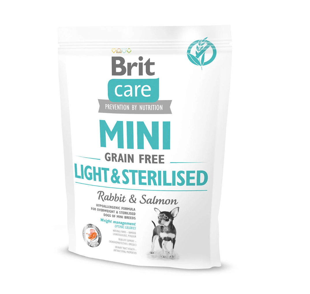 Brit Care Mini Light & Sterilized - rabbit and salmon, non -free