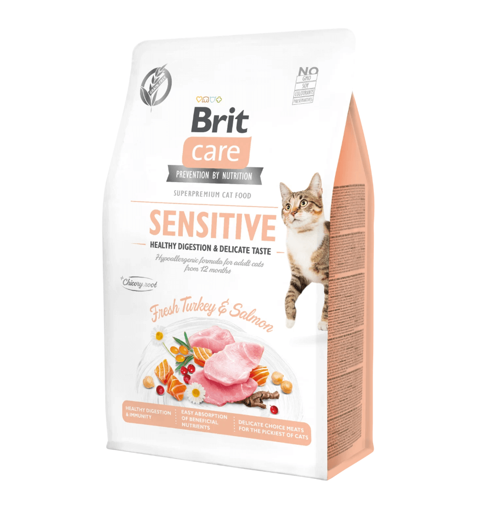 Brit Care Cat Sensitive - turkey and salmon, healthy digestion