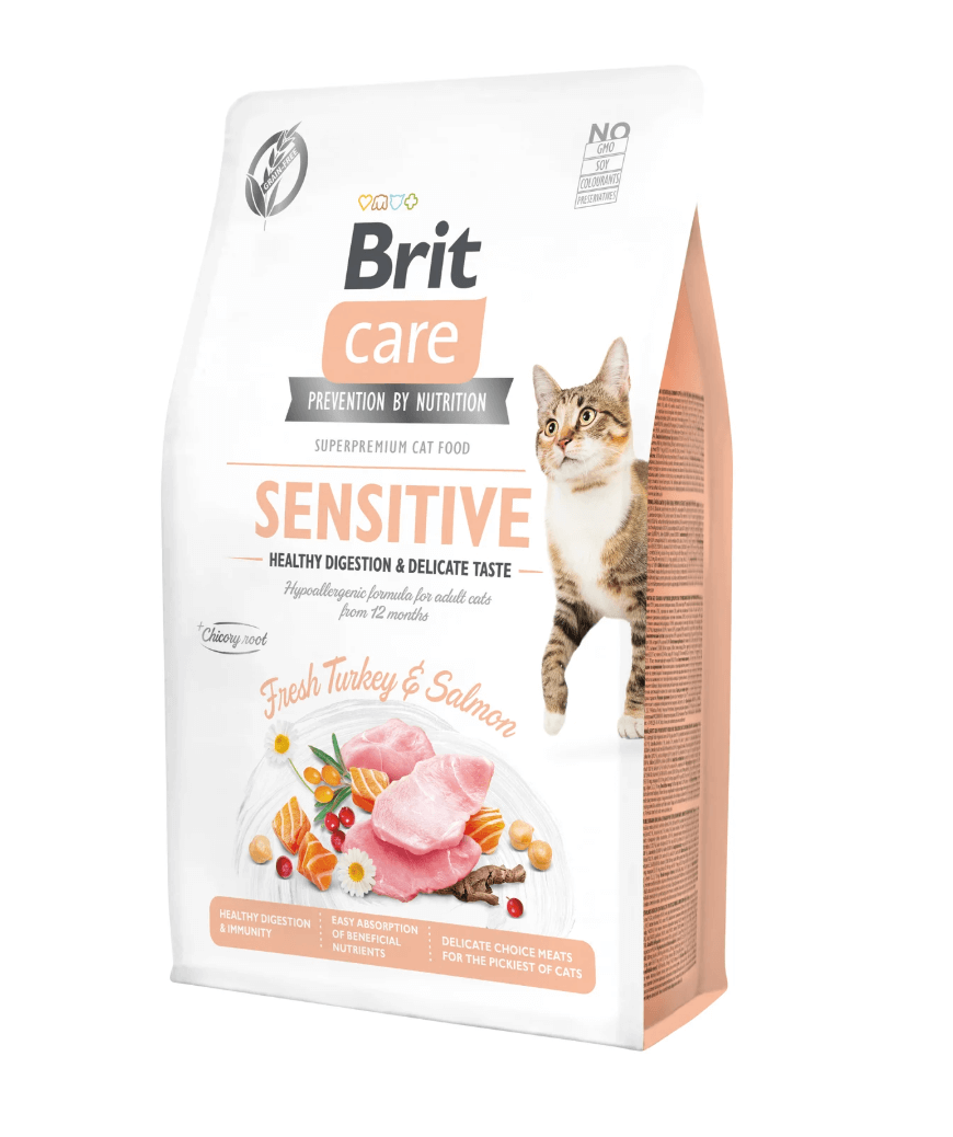 Brit Care Cat Sensitive - turkey and salmon, healthy digestion