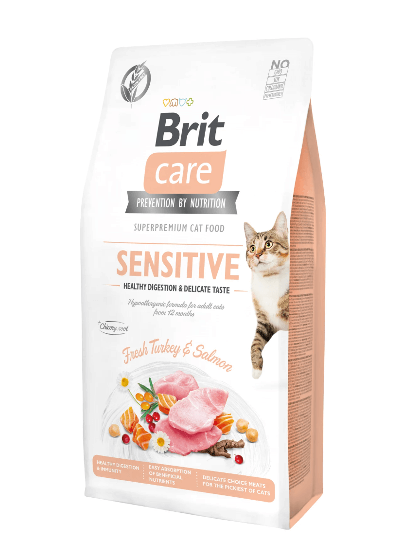Brit Care Cat Sensitive - turkey and salmon, healthy digestion