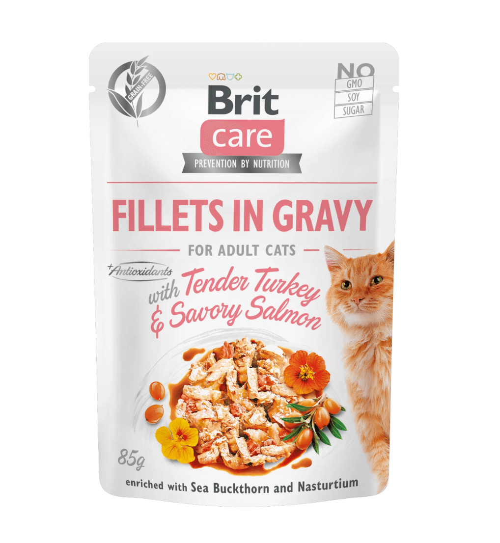 Brit Care Cat Fillets Turkey & Salmon 85g – bez zbóż