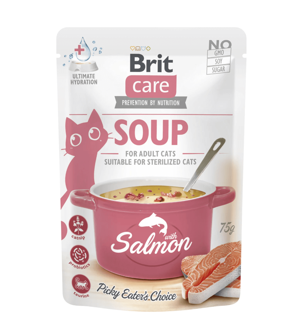 Brit Care Cat Soup z Łososiem 75g – mokra karma uzupełniająca