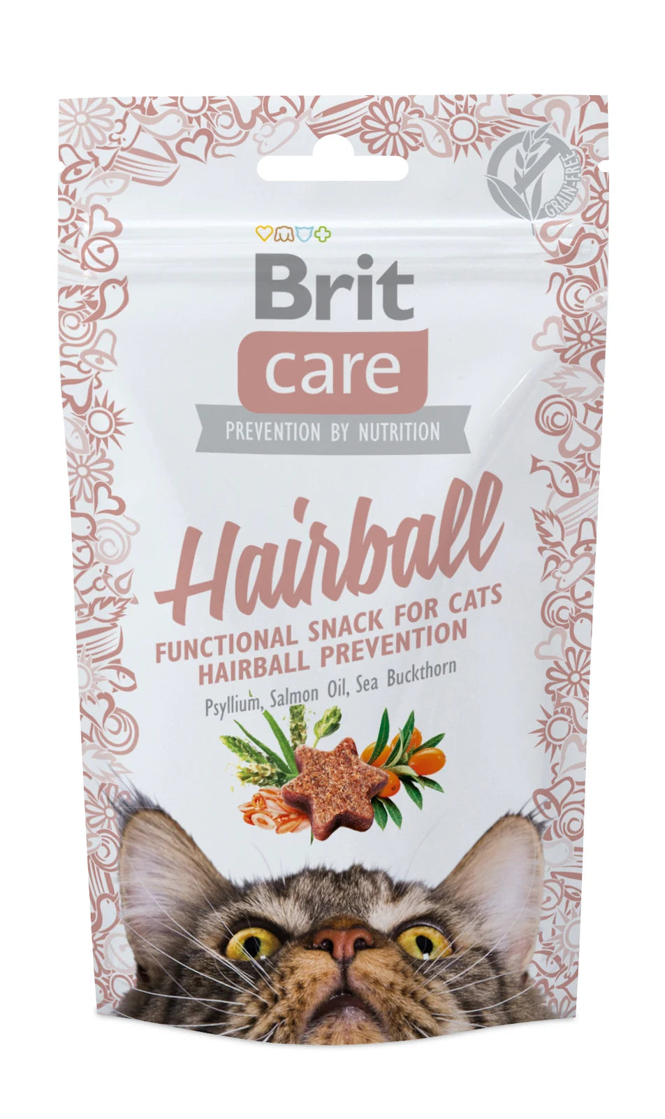 Brit Hairball Snack dla kotów – kaczka, psyllium, rokitnik