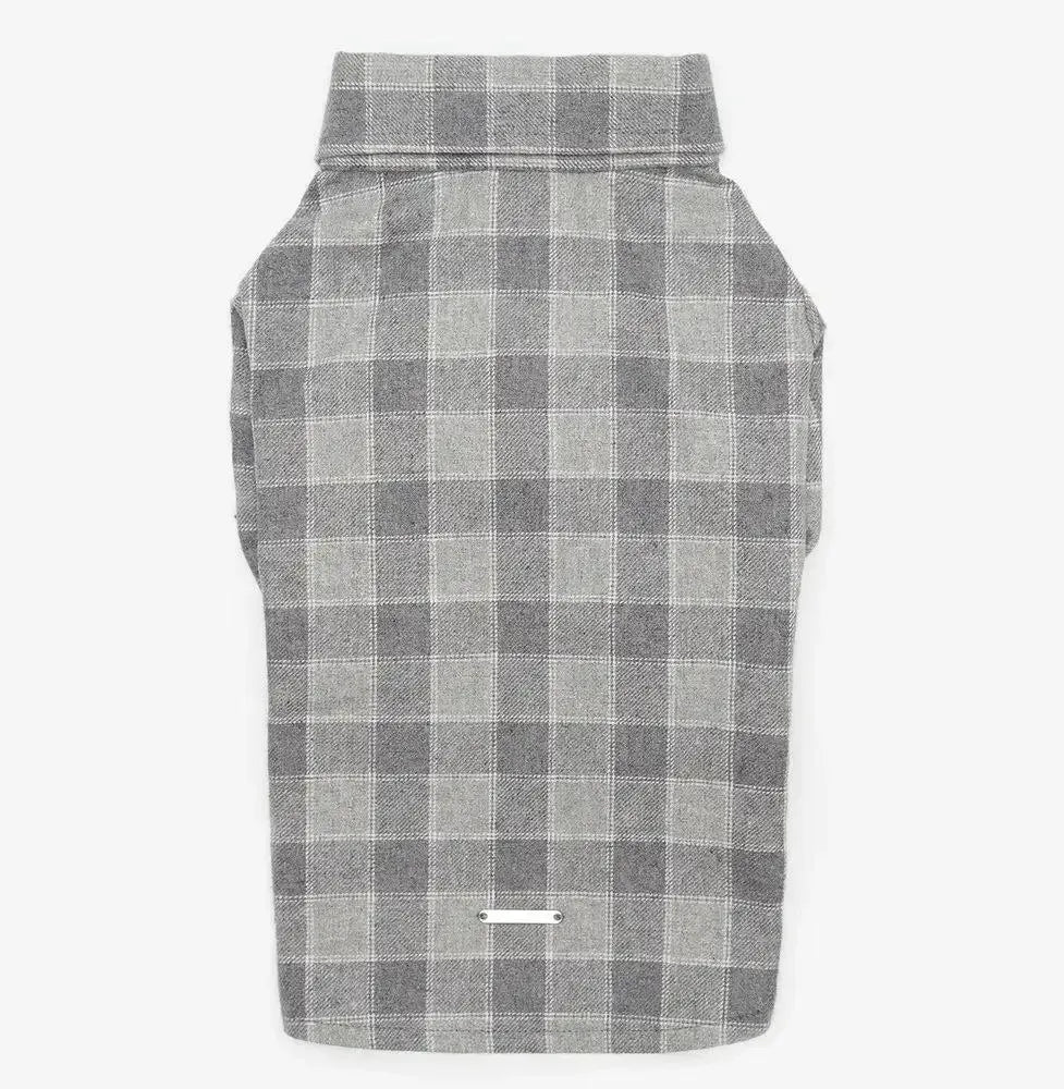 Striped Dog Shirt - 100% Cotton, Hand Sewn, Light Gray