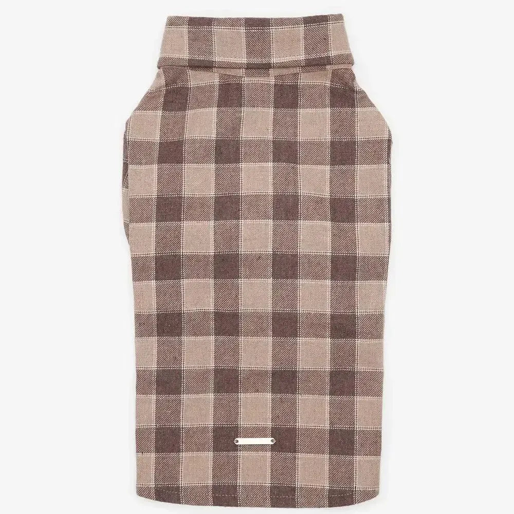 Striped Dog Shirt - 100% Cotton, Hand Sewn, Brown