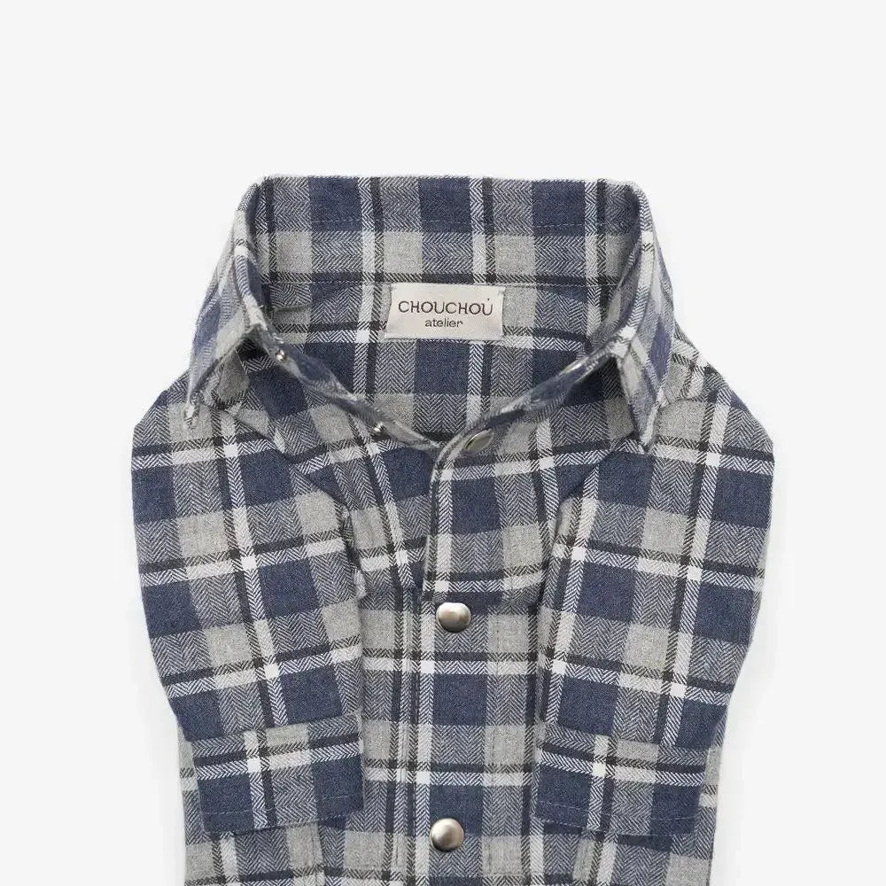 Striped Dog Shirt - 100% Cotton, Hand Sewn, Dark Blue