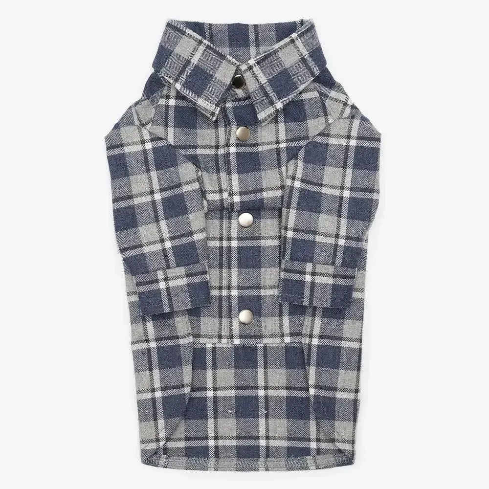 Striped Dog Shirt - 100% Cotton, Hand Sewn, Dark Blue