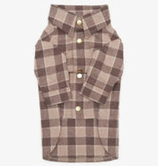 Striped Dog Shirt - 100% Cotton, Hand Sewn, Brown