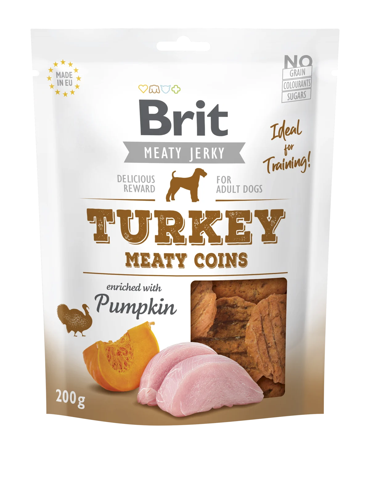Brit Jerky Turkey Meat Coins - 85% turkey and chicken meat 80g