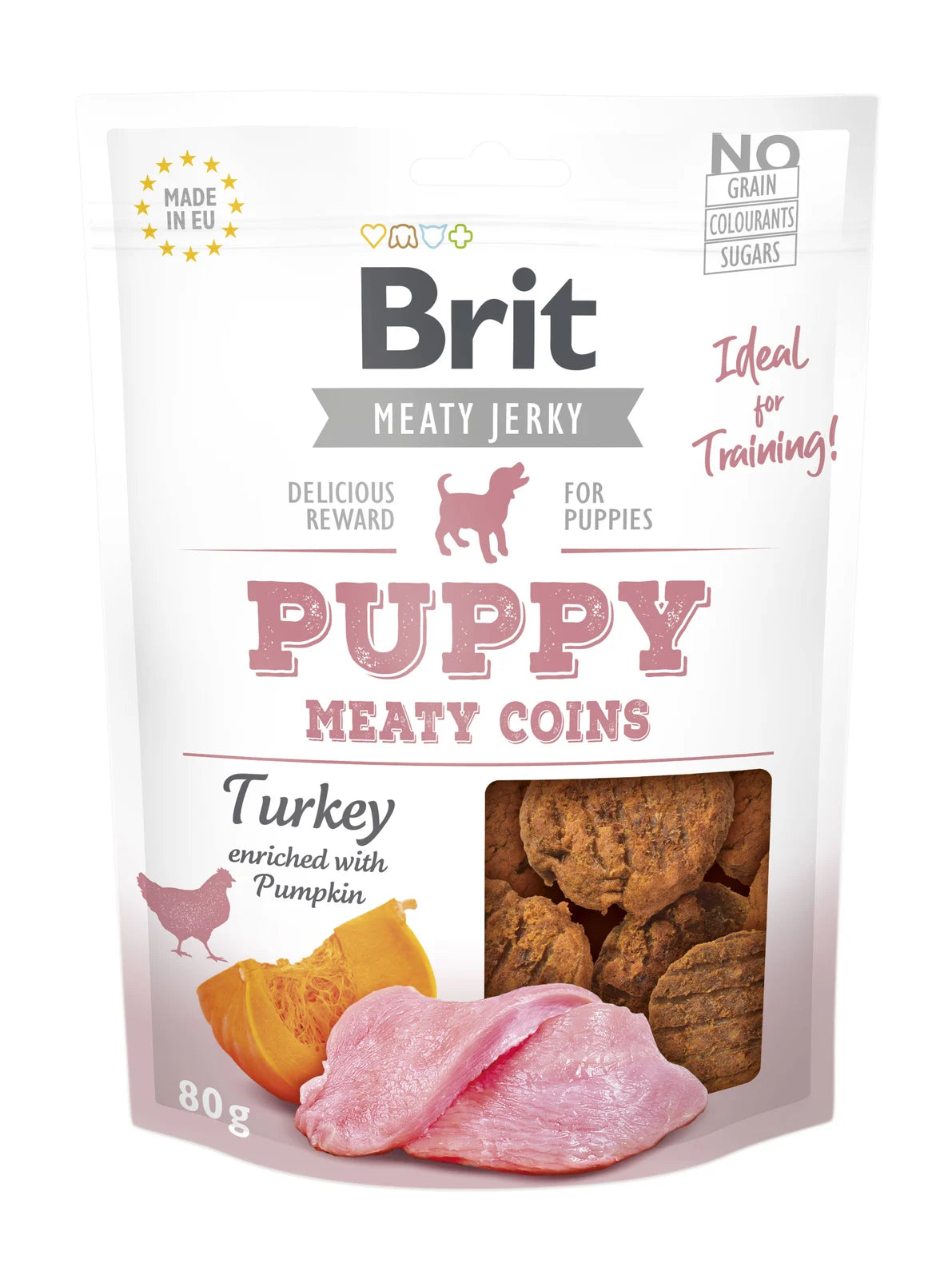 Brit Jerky Meat Coins Puppy - 85% turkey and chicken meat