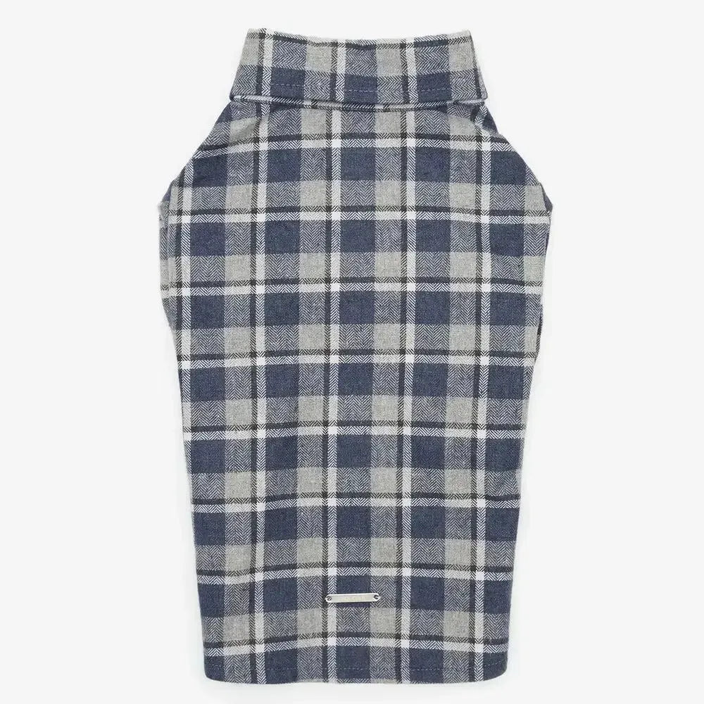 Striped Dog Shirt - 100% Cotton, Hand Sewn, Dark Blue