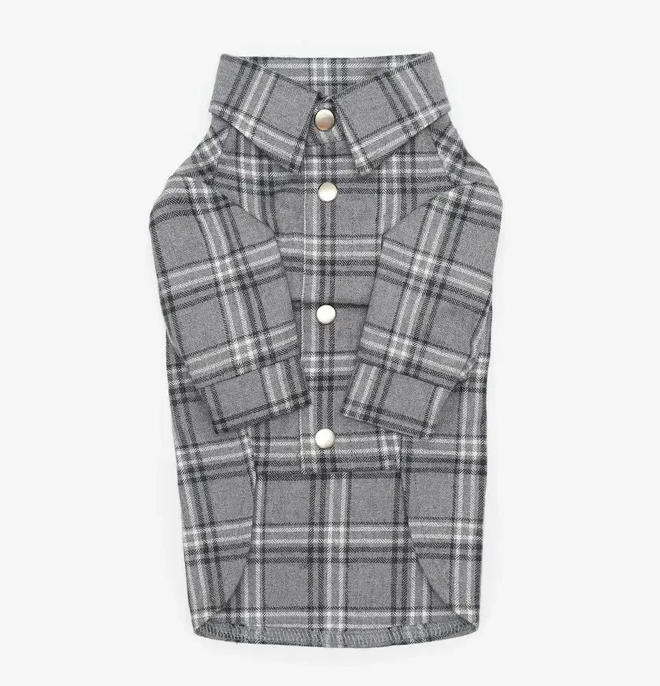 Striped Dog Shirt - 100% Cotton, Hand Sewn, Gray