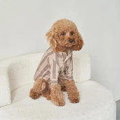 Striped Dog Shirt - 100% Cotton, Hand Sewn, Beige