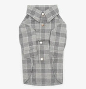 Striped Dog Shirt - 100% Cotton, Hand Sewn, Light Gray