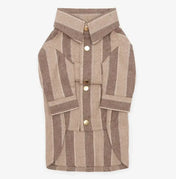 Striped Dog Shirt - 100% Cotton, Hand Sewn, Beige