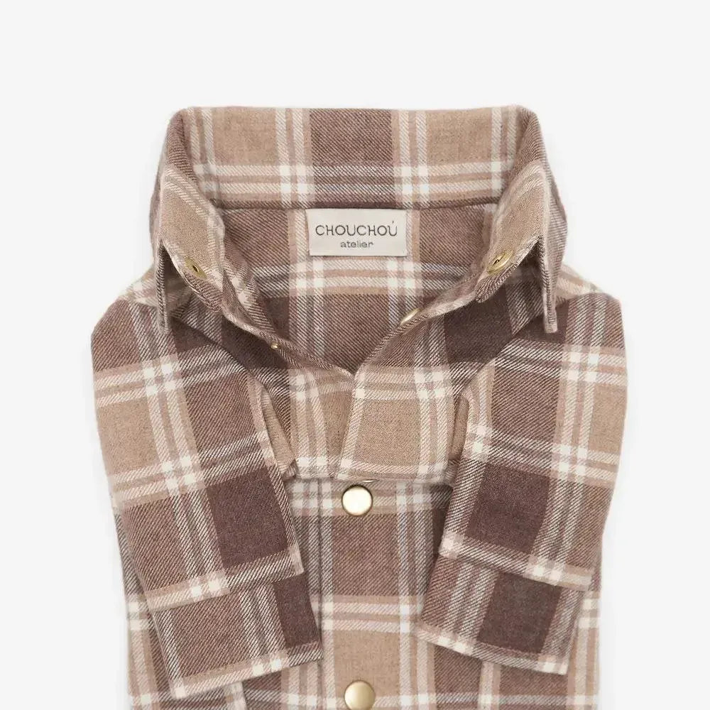 Striped Dog Shirt - 100% Cotton, Hand Sewn, Beige