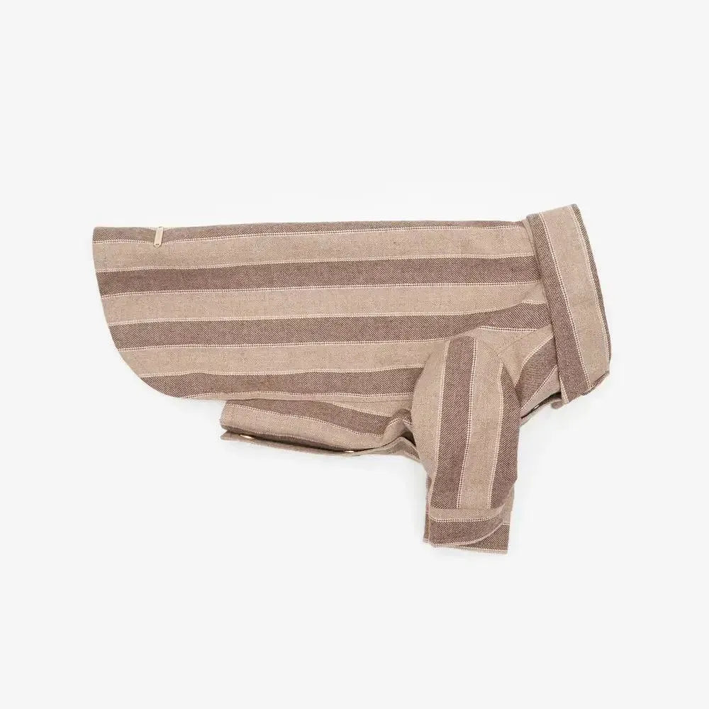 Striped Dog Shirt - 100% Cotton, Hand Sewn, Beige
