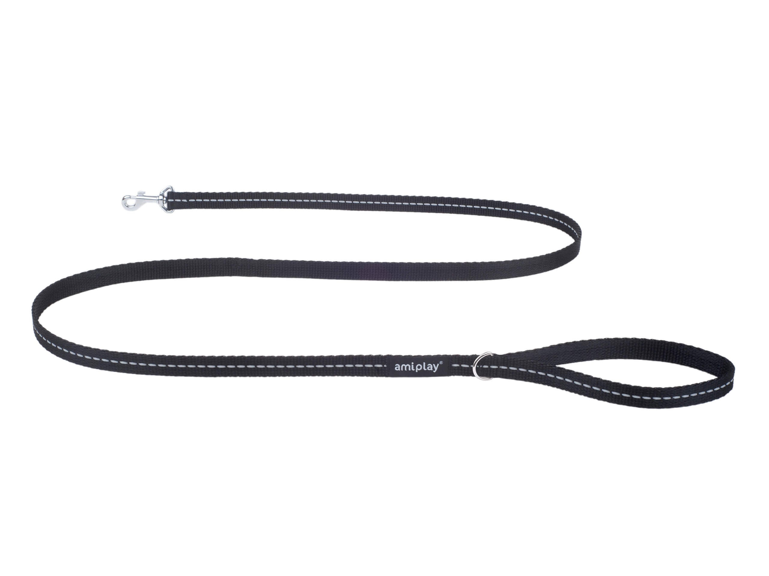 Reflective Black Leash – 150 cm, sizes S–XL for dogs