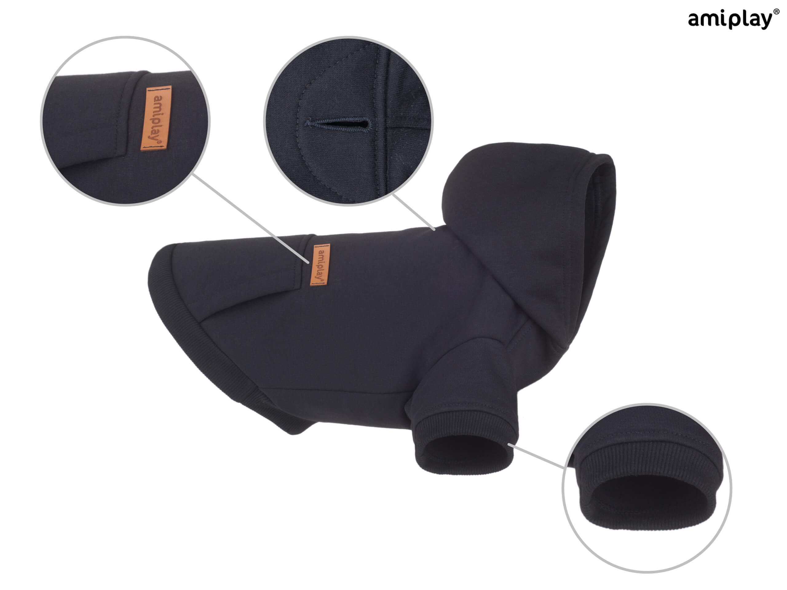 Bluza z kapturem dla psa Texas – w kolorze czarnym