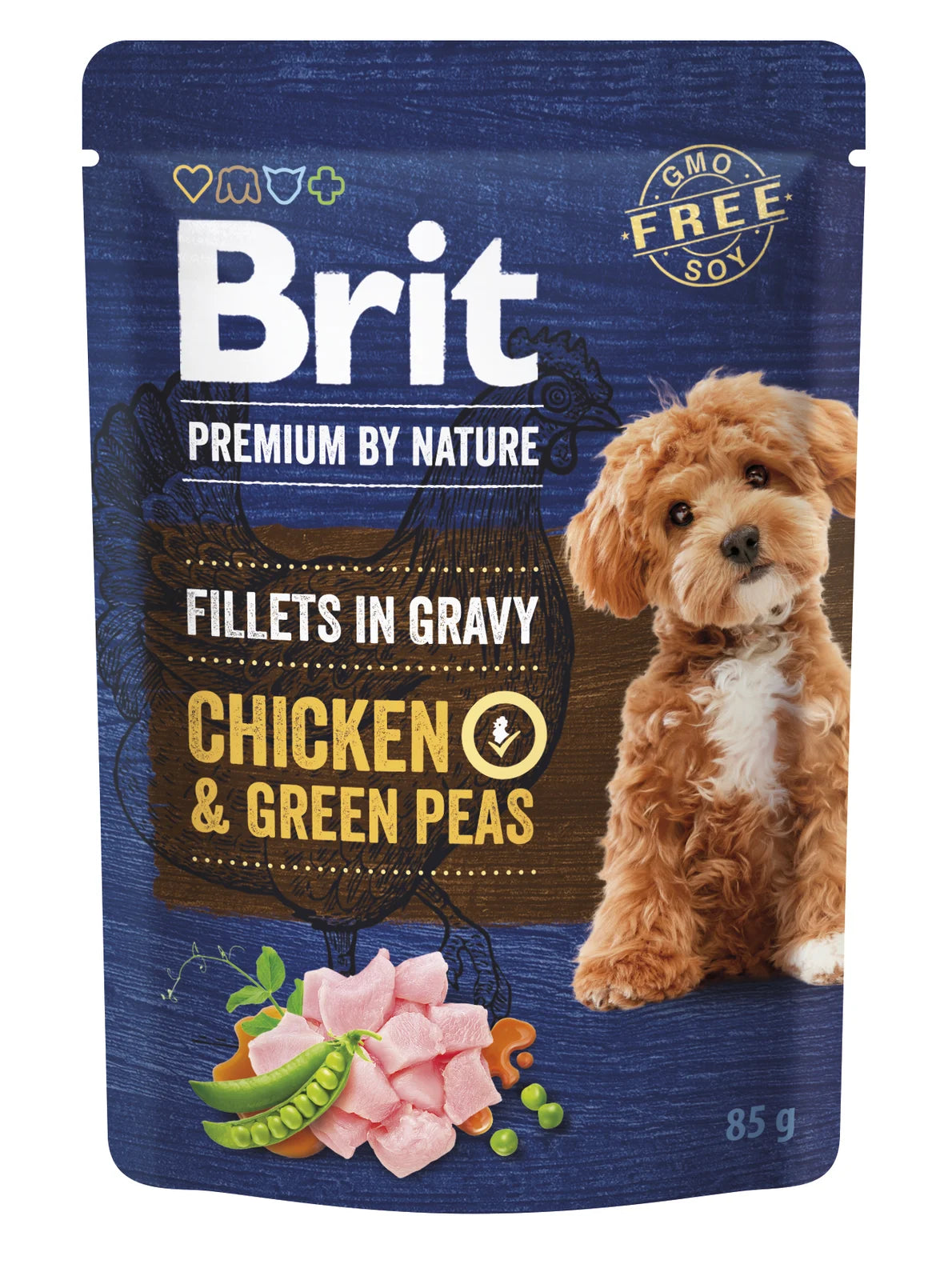 Brit Dog Fillets Chickken & Peas 85g - sauce fillets
