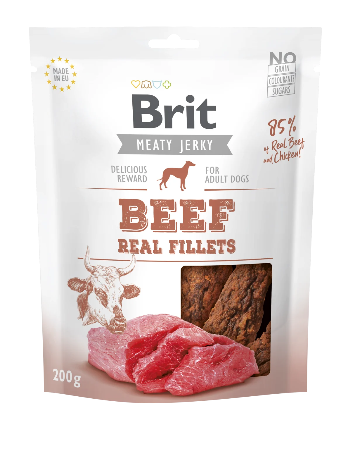 Brit Jerky Beef & Chicken - 85% meat for adult dogs 200g