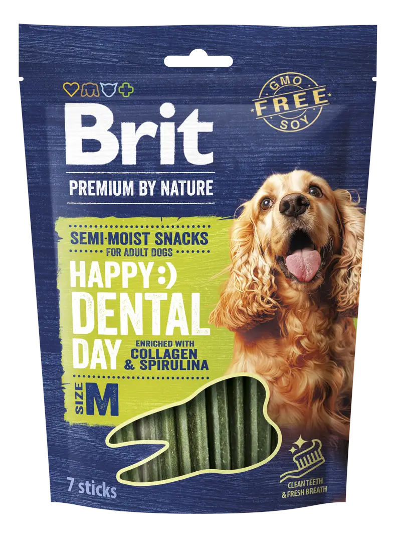 Brit Dental Stick M - collagen and spirulina for medium dogs