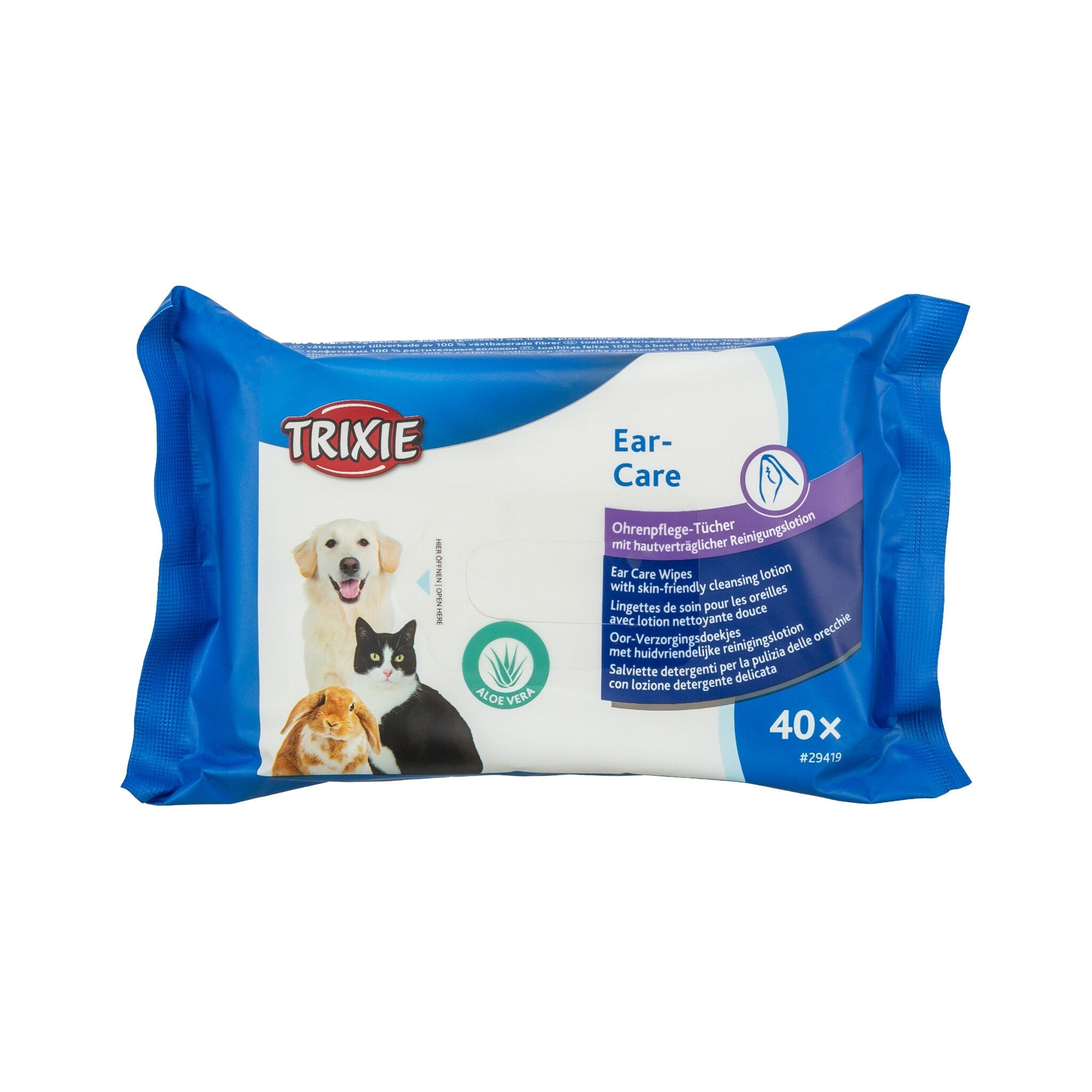 Trixie chusteczki do uszu z aloesem 40 szt.