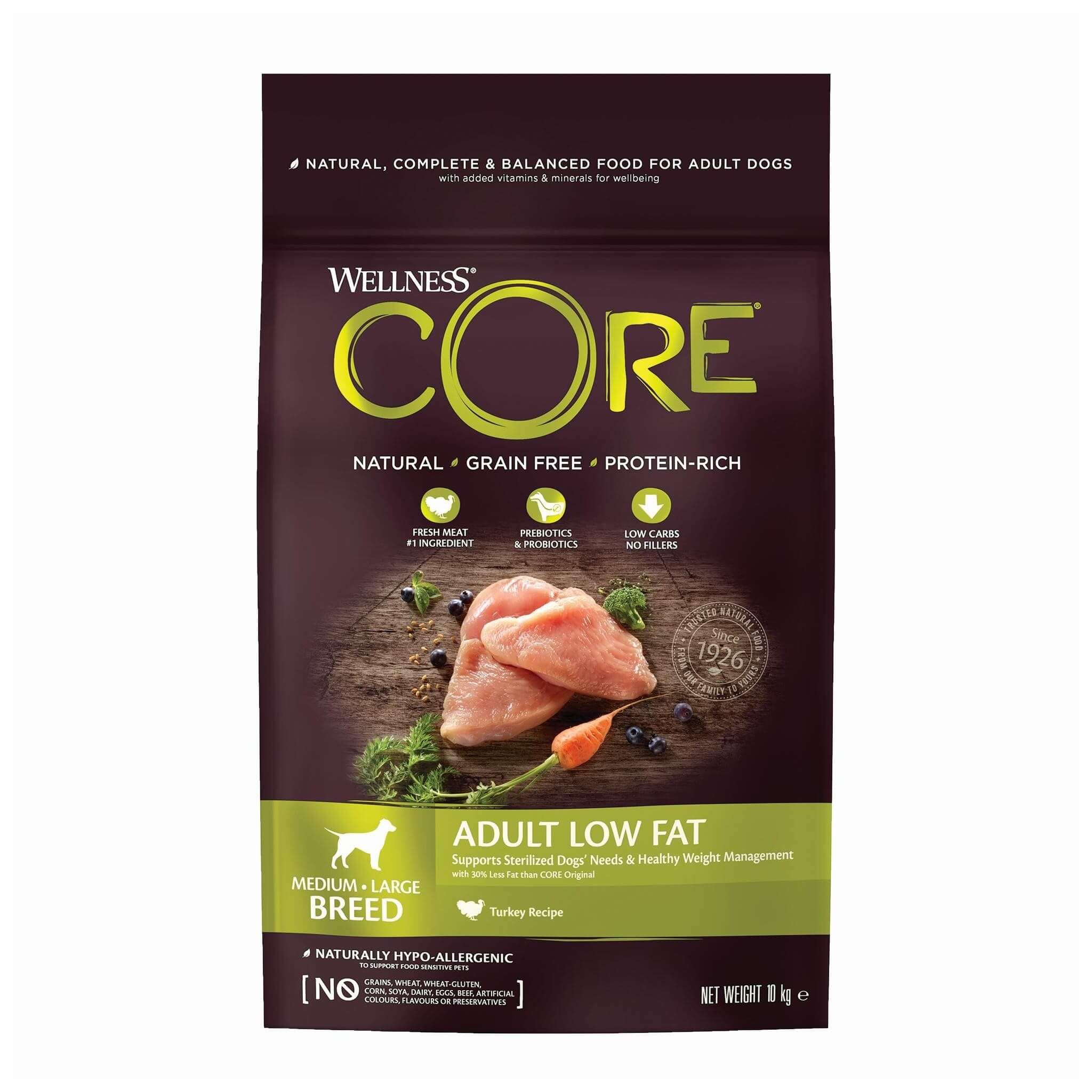 Wellness CORE Low Fat – indyk, psy średnie i duże 10 kg