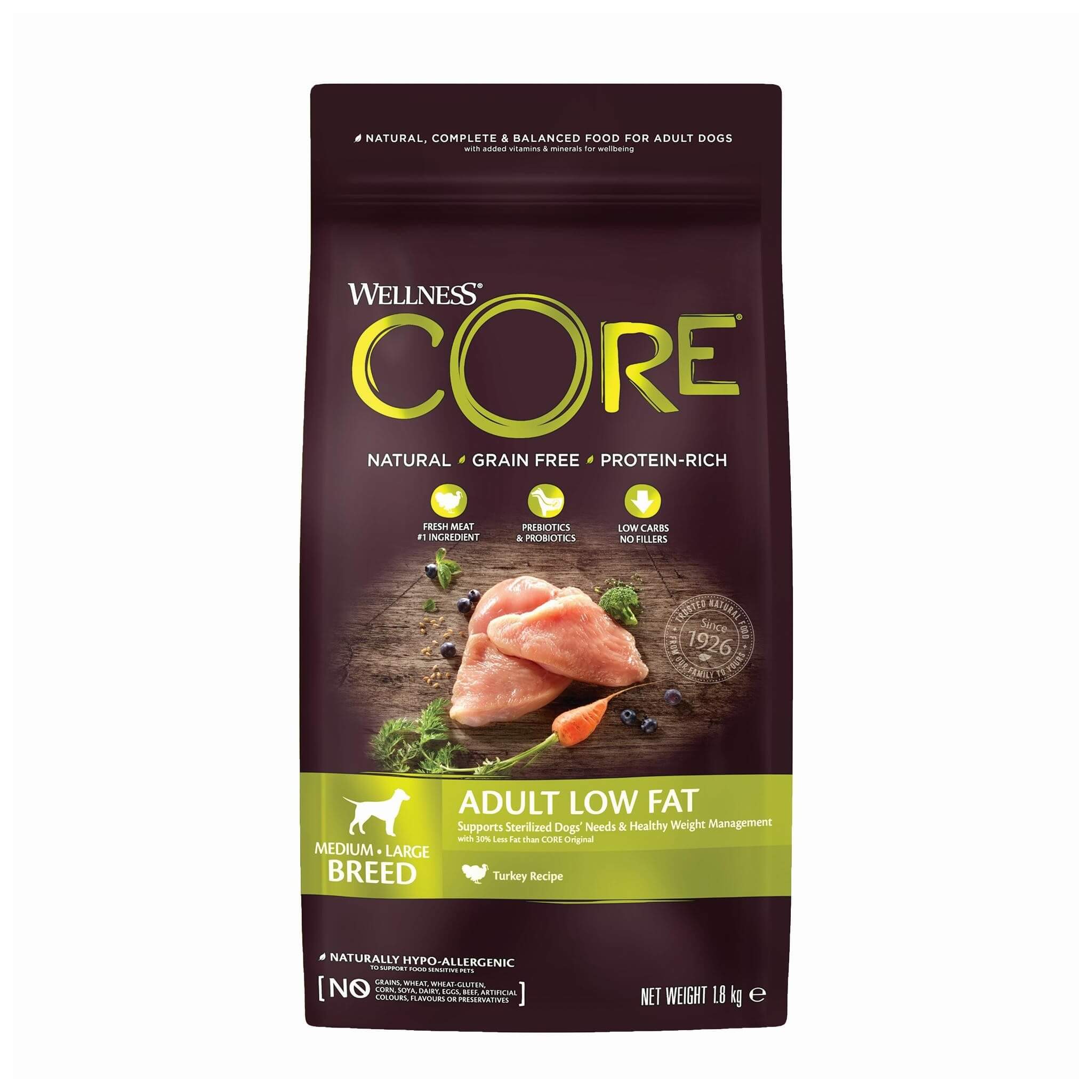 Wellness CORE Adult Low Fat – indyk dla psa 1,8 kg