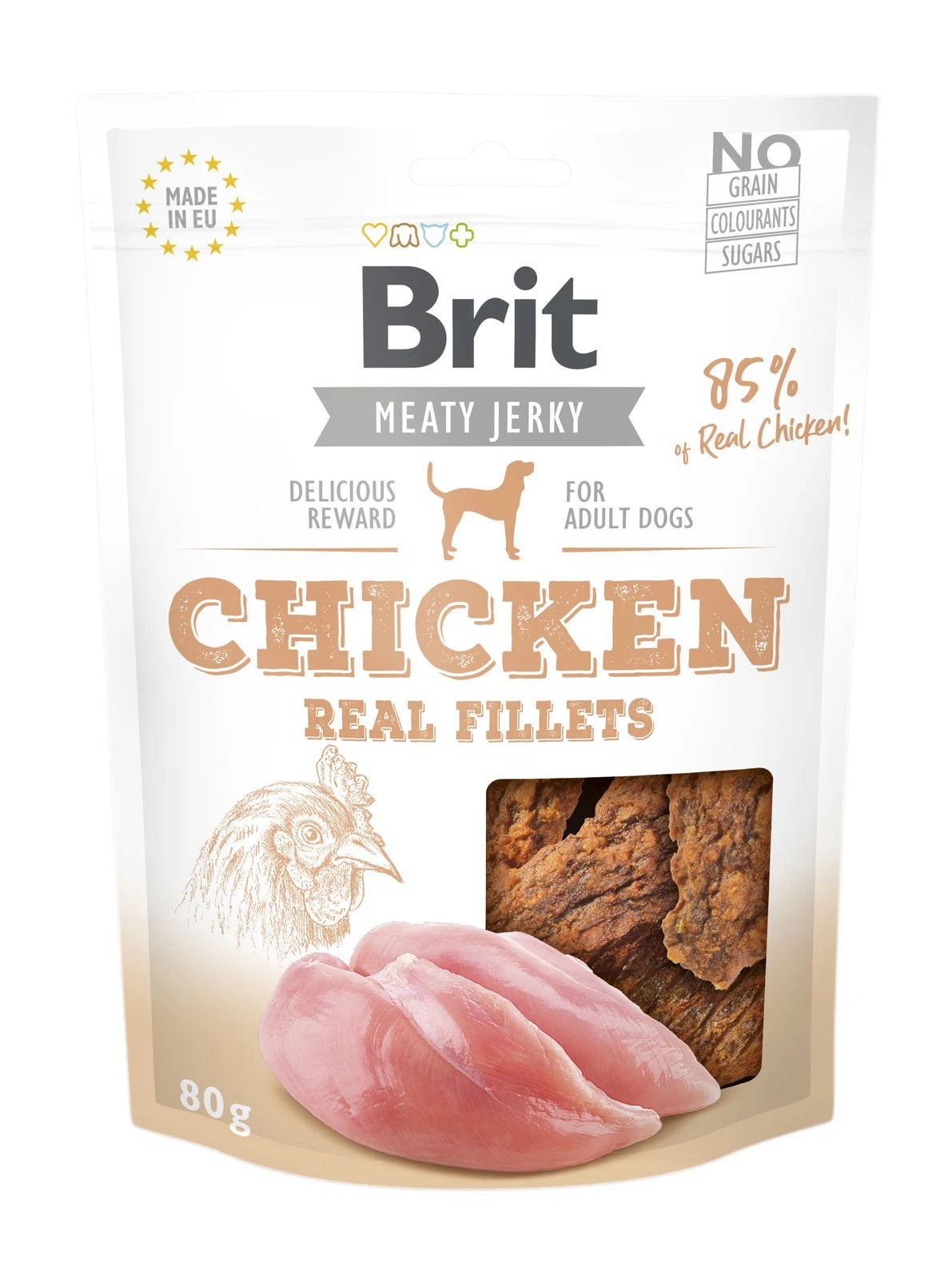 Brit Jerky Beef & Chicken - 85% meat for adult dogs 200g